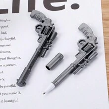 2pcs/Set Revolver Pistol Shaped Ballpoint Pens Blue Ink Signature Pen Stationery For Students Back To School