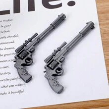 2pcs/Set Revolver Pistol Shaped Ballpoint Pens Blue Ink Signature Pen Stationery For Students Back To School