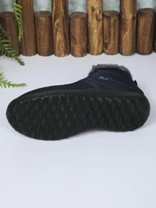 New Fall/Winter Ankle Snow Boots, Blue Short Boots For Women, Thermal Lined , Elastic Slip-On, Lightweight, Soft & Comfortable, Anti-Slip, Low Shaft, Casual For Parents, Plus Size