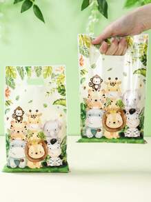 10/25/50 uds Bolsas de regalo con diseño de animales de la selva, bolsas de fiesta con temática de animales de la selva para baby shower, cumpleaños y otros eventos, suministros de empaque y decoración de fiesta con temática de animales de la selva