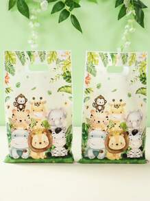 10/25/50 uds Bolsas de regalo con diseño de animales de la selva, bolsas de fiesta con temática de animales de la selva para baby shower, cumpleaños y otros eventos, suministros de empaque y decoración de fiesta con temática de animales de la selva