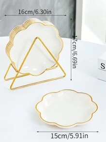 6pcs Set With Metal Rack, Plates, Square Tray, Waste Tray, Bone Tray, Fruit Tray, Dessert Tray, Cake Tray, Snack Tray, Breakfast Tray, Kitchen Supplies, Kitchen Utensils, Tableware Accessories