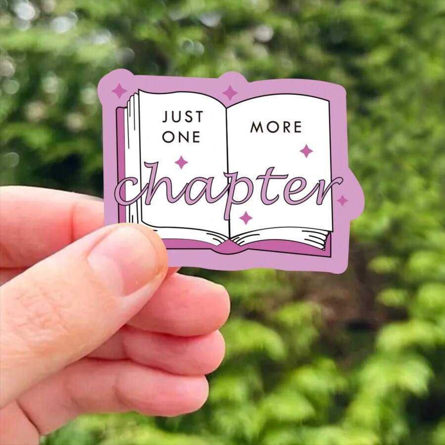 3pcs Just One More Chapter Funny Kindle Book Lover Reading Gift Sticker Pink Yellow UV Water Resistant Phone Laptop Decal,Getting Old Joke, Funny Graphic Sticker, Funny Meme, Gifts For Her, Birthday Gifts Back To School - Pink - View 1