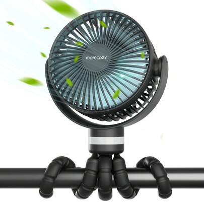  Momcozy Portable Stroller Fan, 8000mAh, 27 Hours Ultra Long Battery Life, Detachable, 4 Speeds, 360° Rotation, LED Night Light With 2 Modes, USB Rechargeable Handheld Cooling Fan For Travel, Car Seat, Bedroom
