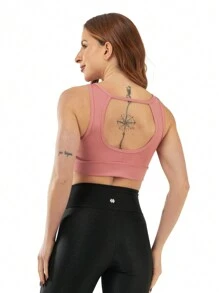 Women's Sports Supportive Gym Tops - 淺粉色 - 查看 2