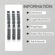 3pcs/Set Synthetic Clip-In Hair Extensions For Women, Long Straight Rainbow Zebra Striped Feather Hair Piece, For Halloween, Daily Wear, Party