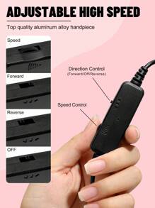 YOKEFELLOW 电动美甲打磨机套装，专业美甲打磨机，粉白配色，30000RPM 转速，便携式美甲锉抛光工具，配备 12 个钻头、6 个砂圈和 1 包砂圈，适用于切割凝胶指甲油，美甲修脚套装，美甲师或初学者美甲沙龙使用。 - 粉色 - 查看 3