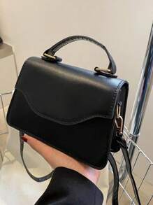 Túi vuông mini nắp gập nhẹ, tiện dụng cho nữ sinh trung học, sinh viên, người mới vào nghề và nhân viên văn phòng, hoàn hảo cho văn phòng, trường đại học, công việc, kinh doanh, đi làm, ngoài trời, T!Avel. - màu đen - Xem 3