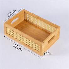 1 hộp đựng đồ bằng gỗ dạng lưới nhiều kích cỡ, hộp đựng đồ trang điểm trong phòng ngủ, khay để bàn phòng khách, hộp đựng đồ hình chữ nhật - Màu Khaki - Xem 7