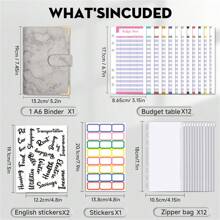 Bìa sổ tiết kiệm tiền, Sổ lập kế hoạch ngân sách A6, Sổ ngân sách có phong bì đựng tiền mặt có khóa kéo, Phong bì đựng tiền mặt để lập ngân sách với Thẻ ngân sách, Bìa sổ ngân sách để quản lý ngân sách và tiết kiệm tiền - Nhiều màu - Xem 2