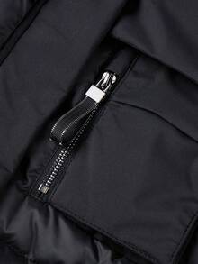 Risissida Up With Our Women's Minimalist Hooded Padded Coat - Perfect Puffer Jacket For Autumn/Winter With Convenient Pockets! - Black - View 6