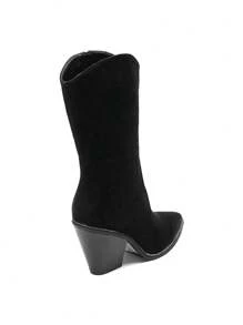 Bottes Haute Western à Talon épais And Bout Point Décoratif - Black - View 4