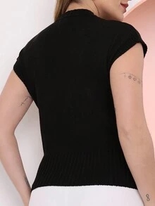 Women's Vest Blouse With Japanese Modal Sleeves - 黑色 - 查看 3