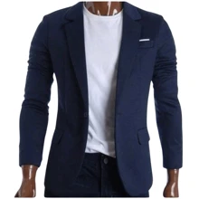 Men's Slim Fit Blazer With Classic Lapel, Executive Look - 藏蓝色 - 查看 7