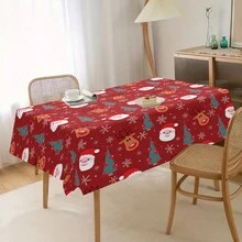 1 khăn trải bàn tiệc Giáng sinh, khăn trải bàn bằng polyester chống trượt bền, khăn trải bàn hình chữ nhật có thể giặt bằng máy, dùng để trang trí và ăn mừng ngày lễ, trang trí nhà cửa, quà tặng Giáng sinh - Nhiều màu - Xem 16