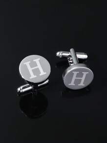 1 paire Boutons De Manchette De Simple Et À La Mode Pour Homme laser 26 Alphabet Anglais