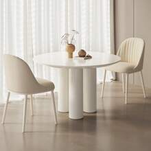 46.06" Cream White Dining Table Set With 2/4 Chairs, Modern Round Kitchen Table, Small Indoor End Table For Kitchen, Bar, Living Room, Small Space, Easy Assembly, Guyii - White - View 2