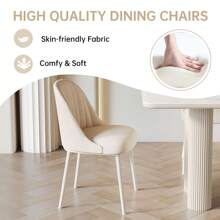 46.06" Cream White Dining Table Set With 2/4 Chairs, Modern Round Kitchen Table, Small Indoor End Table For Kitchen, Bar, Living Room, Small Space, Easy Assembly, Guyii - White - View 7