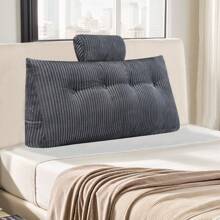 Wedge Headboard Pillow + Head Roll Pillow Bed Wedge Pillow For Headboard Bolster Soft Large Comfy Reading Pillows For Beds Sofas Back Lumbar Bolster Support Pillow - Bedroom Wedge Cushions - Grey - View 6