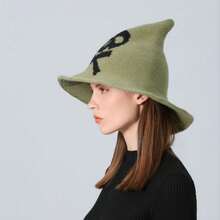 1 Pc Halloween Knit Hat Vintage Wool Witch Hat Dress Up Party Holiday Decoration Masquerade Hat
