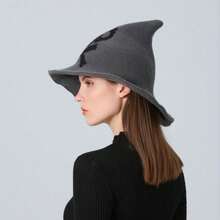 1 Pc Halloween Knit Hat Vintage Wool Witch Hat Dress Up Party Holiday Decoration Masquerade Hat