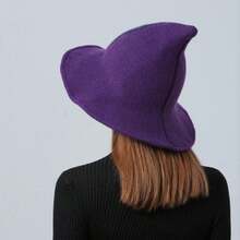 1 Pc Halloween Knit Hat Vintage Wool Witch Hat Dress Up Party Holiday Decoration Masquerade Hat