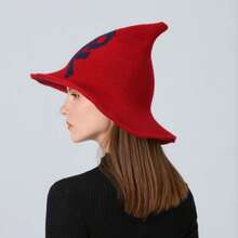 1 Pc Halloween Knit Hat Vintage Wool Witch Hat Dress Up Party Holiday Decoration Masquerade Hat