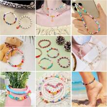 粘土珠友谊手链制作套件，24 种颜色 Kandi Preppy 粘土珠 A-Z 字母珠数字珠和饰品套件完整友谊珠宝制作套件 DIY 工艺品礼物送给青少年