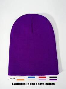 1 件男女通用 Y2K 风格纯黑色短款无檐针织帽，户外冬季保暖休闲百搭帽子，适合通勤秋季装 - 純色針織帽 - 查看 8