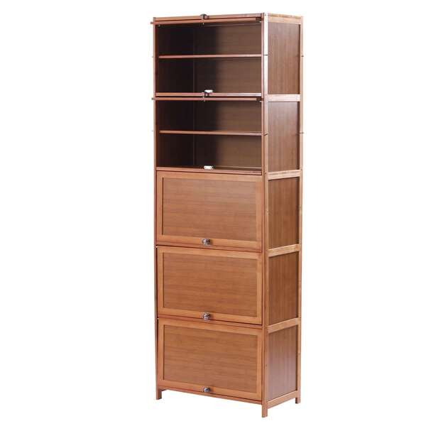 LOYALHEARTDY Tall Bamboo Shoe Storage Cabinet With Doors, 10 Tier Freestanding Shoes Heels Sneakers Shelf Rack For Entryway Office Living Room, Brown