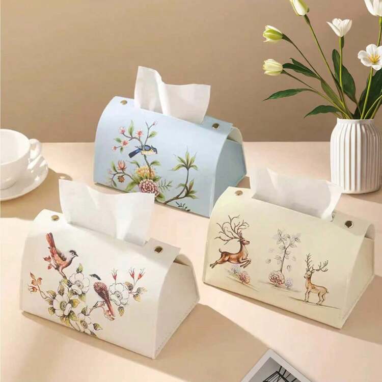 北欧奢华风格纸巾盒 + 1 件米色编织纯色镂空流苏餐垫、纸巾盒架、餐巾架、节日家庭聚会、厨房餐桌装饰适用于家庭厨房卧室客厅餐厅、家居装饰配件、装饰盒、女性婚礼礼物、夏季旅行节日必备品 - 彩色 - 查看 1