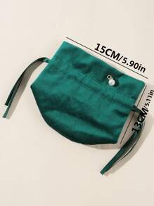 1pc Faux Pearl Decor Gift Bag, Green Pink Red Polyester Drawstring Bag For Holiday Party, Gift Packaging Bag Suitable For Packaging Watches, Jewelry, Accessories, Especially Suitable For Festivals Or Wedding Party - Green - View 3