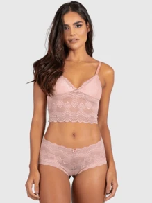 Lace Lingerie Set Waiting For Husband Bra Without Pad Sexy Panties Bra Cropped Top - Nhiều màu - Xem 8