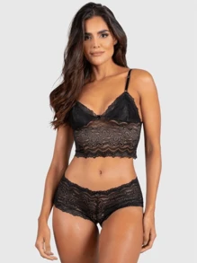 Lace Lingerie Set Waiting For Husband Bra Without Pad Sexy Panties Bra Cropped Top - Nhiều màu - Xem 10