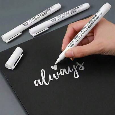 2 支装“白色防水油漆记号笔，适用于木材、玻璃等 DIY 工艺品 - 送给朋友的理想生日和节日礼物”返校，返校，学校用品