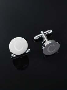 1 paire Boutons De Manchette De Simple Et À La Mode Pour Homme laser 26 Alphabet Anglais