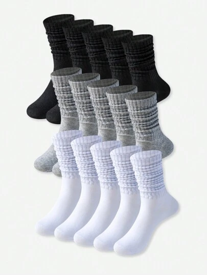 15 双女士时尚彩色泡泡袜，舒适透气，经典欧式及膝休闲紧身中筒袜，秋季