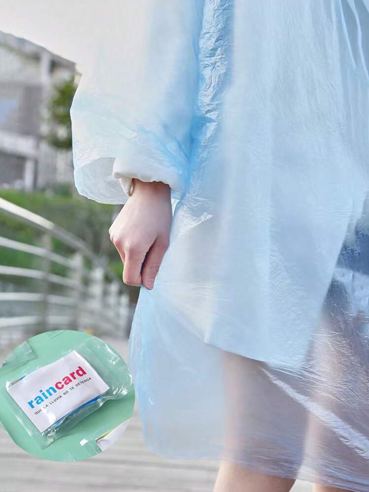 Poncho Antipioggia Usa E Getta Trasparente Con Cappuccio E Maniche - Confezione Da 3 - Taglia Unica Adulti Per Campeggio, Festival, Parchi - 4