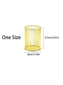 1pc Gold Metal Pen Holder For Desk, Makeup Brushes Cup, Pencil Holders, Office&Home Organizer