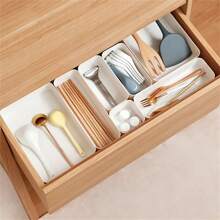 1 pièce Boîte de rangement de tiroir, organisateur de tiroir de bureau, boîte de rangement de tiroir de bureau en plastique transparent pour ustensiles de cuisine, fournitures de bureau et de papeterie