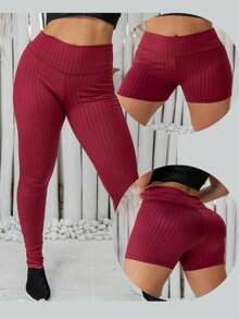 3D Leggings And Fitness Shorts Kit - Màu Đỏ Sâu - Xem 1