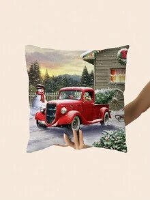 4 件套全新圣诞系列涤纶短毛绒枕套沙发垫套装 - 彩色 - 查看 5