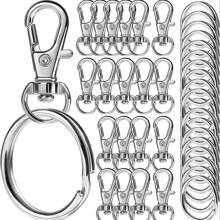 50PCS DIY Keychain Making Supplies Kit - Includes Zinc Alloy Lobster Clasp, Spring Keychain, Rotating Buckle, Hanging Rope, Snap Buckle, Keyring, Handicraft, Hardware, Luggage Accessories For Creative Crafting And Personalized Gifts Halloween Car Accessories Bag Charm School Cute Goth Y2k - Keychain - View 1