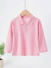 3pcs Young Girls' Long Sleeve Polo Shirt And Casual Long Sleeve T-Shirts Set, Spring Autumn - Multicolor - View 3