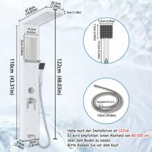 Froadp Stainless Steel Shower Panel 5 Functions Shower Column Rain Shower Waterfall Shower Massage Nozzles Hand Shower Shower Faucet Complete Kit - White - View 2