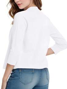 Women's 3/4 Sleeve Cropped Cardigan Sweater - White - View 2