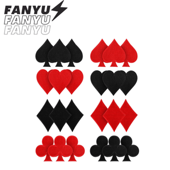24片装扑克游戏熨烫贴片，万圣节红黑心形方块黑桃贴片套装，适用于帽子、包包、服装装饰，嬉皮朋克摇滚卡通刺绣徽章，DIY缝纫熨烫布贴，服装配饰，刺绣缝制贴片，适用于衣服、鞋子、帽子、包包和修补破洞