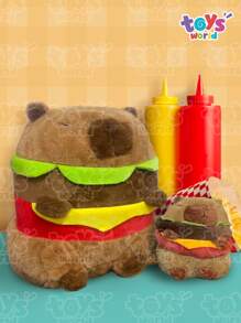 Juguete de Peluche de Capibara Hamburguesa Mediano, Peluche de Animales de Tamaño Mediano, Muñecos de Peluche en Forma de Comida, Compañero Perfecto, Juguete de Kawaii, Regalos de Cumpleaños para Niños y Niñas - Ver 2