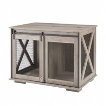 Farmhouse Dog Crate Crate Furniture With Removable Dividers For Indoor Use, Grey - 灰色的 - 查看 3