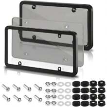 License Plate Covers, Unbreakable License Plate Covers Frame, Flat License Plate Protector, Fits Any Standard US Plates, Screws Included, ( 2 Pack  ) - Grey - View 1